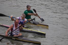 During the K1 event - the top three canoes in Rob's race