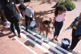 Students painting steps