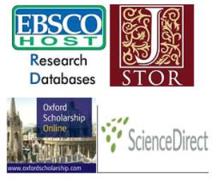 Logo's of Ebscohost, SD, JSTOR, OSO