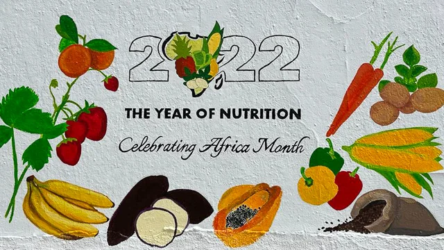 The library wall, painted to raise awareness about nutrition