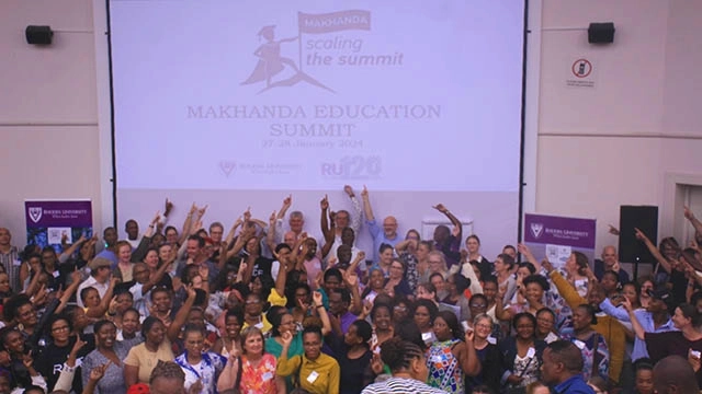 Participants cheer in unity at the recent Makhanda Education Summit