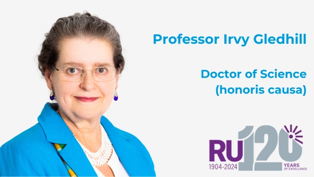 Professor Gledhill will receive her honorary doctorate on 05 April 2024 during the 14:30 Rhodes University graduation ceremony.
