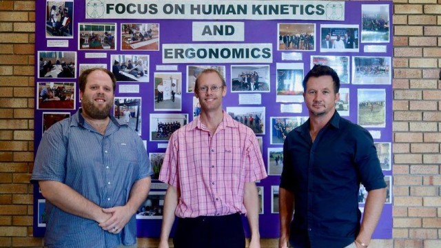 Mr Ben Ryan, Mr Andrew Todd and Dr Jonathan Davy from the Rhodes University Department of Human Kinetics and Ergonomics are the VC's Distinguished Community Engagement Awardees for 2019