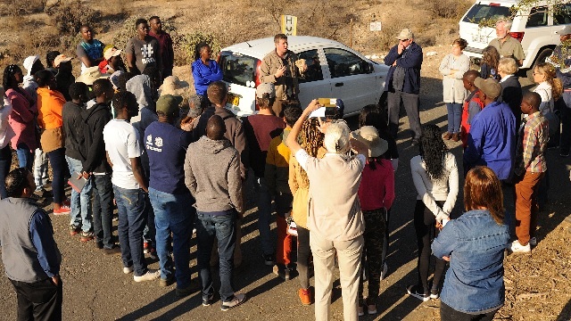 Dr Iain Paterson, in Windhoek, explaining the importance of biological control