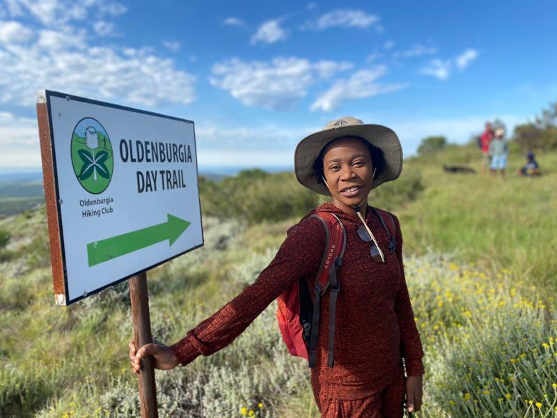 Mary on a Saturday morning hike in Makhanda