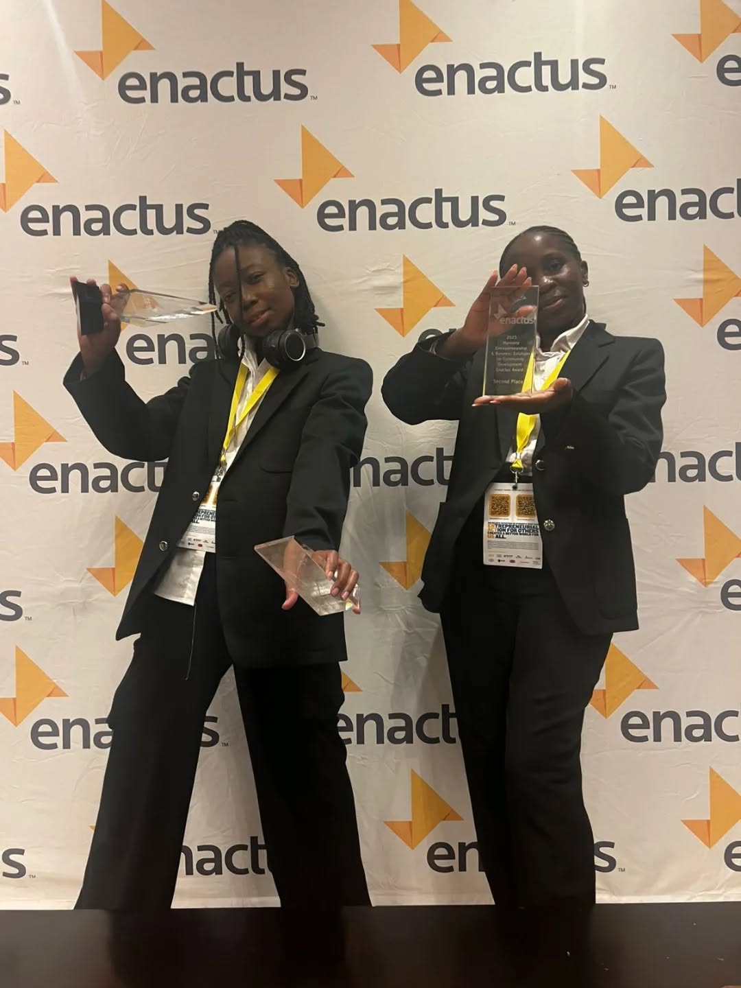 Enactus Rhodes University 2024/25 Media & Marketing Officer, Khanyi Nomoyi, with Gamu Kafumphe, the 2024/25 Chairperson.