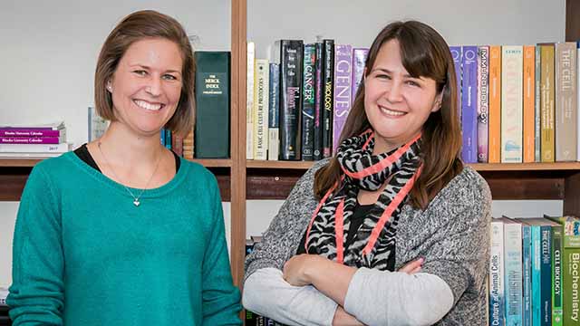 Professor Adrienne Edkins and her Masters student, Ms Kelly Schwarz. 