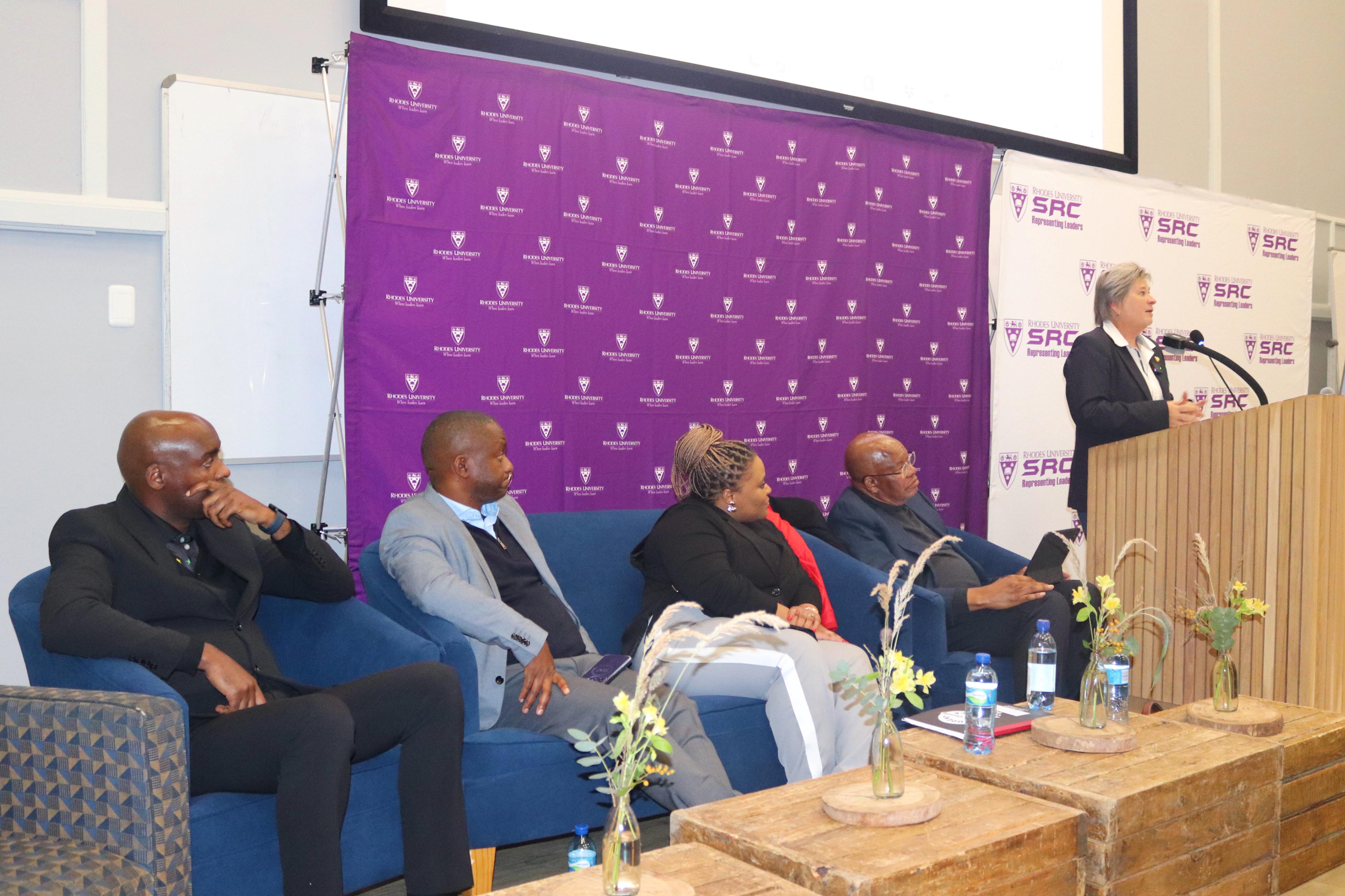 Facilitated by the insightful David Magqabi, the panel featured a distinguished lineup of guest speakers: Honourable Vuyo Zungula, Ms. Moagisi Letlhaku, Ms. Bes Liesenberg, Professor Alistair Mokoena, and Mr Reuel Khoza. [PHOTO CREDIT]: Olwethu Ncapayi