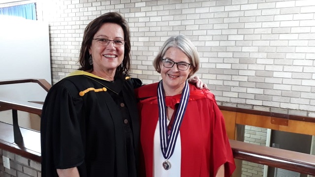 Prof Palmer with Rhodes University's Community Engagement Director, Ms Diana Hornby