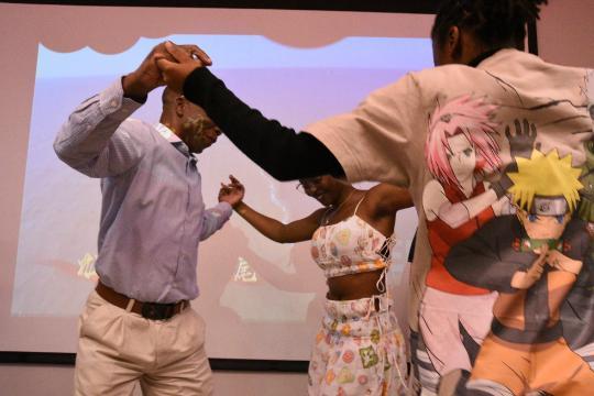 Confucius Institute students and director celebrating Chinese new year