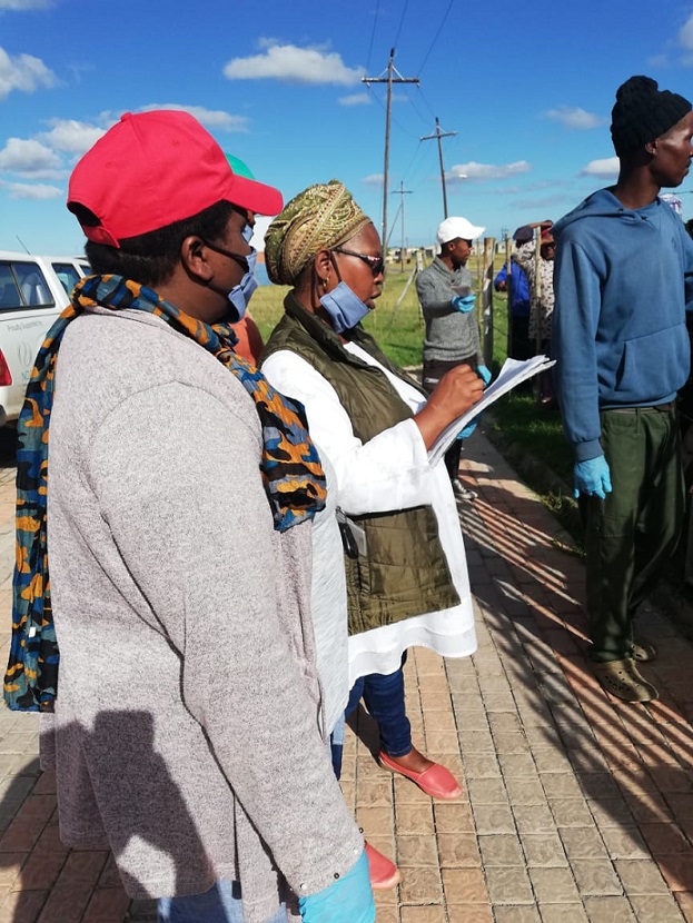 CSD staff member Nolly Shelle in the front line of the Circle of Unity food distribution initiative