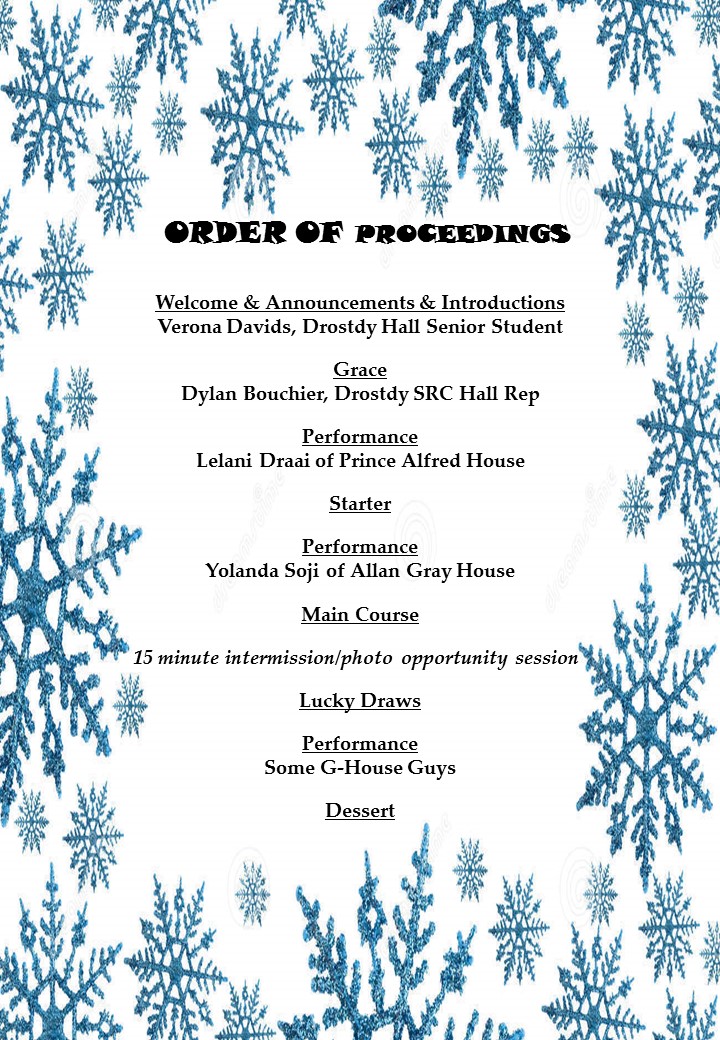 Dinners 2015 - Welcome - order of proceedings