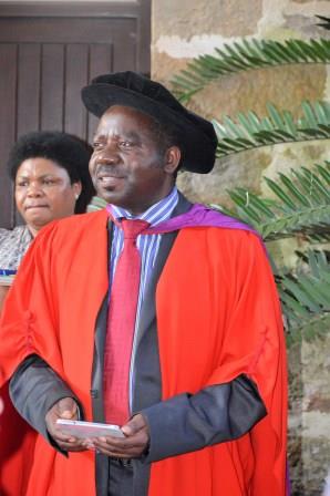 Prof. Ron Simango,  speaking at the 2019 Linguistics Graduation Reception. Photo by Tracy Kitchen