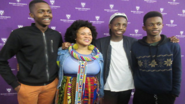 Lebo Mashile with Rhodes University students