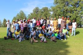 A group photo of all those who participated in the “learning words workshop”.