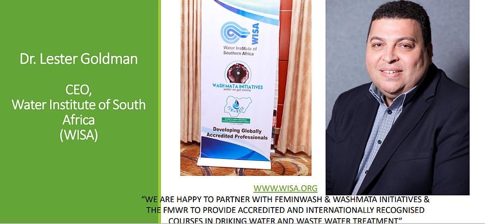 Dr Lester Goldman, CEO of Water Institute of South Africa, during the IWD and WWD delivering his address at the  Launch of the training partnership between WASHMATA, FEMinWASH and WISA.