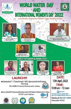 The WWD and IWD conference flyer organized by FEMinWASH, WASHMATA initiatives and other partners featuring guest speakers from the diaspora including the Chairperson, WRC, South Africa.