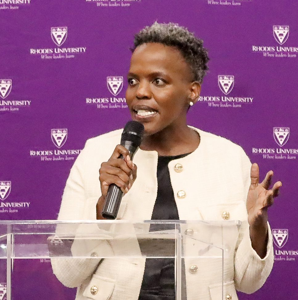 Zikhona Tshona shares her passion for storytelling at the second annual School of Journalism and Media Studies Academic Assembly.