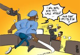complainant who stormed court granted bail. A cartoon from Ghana