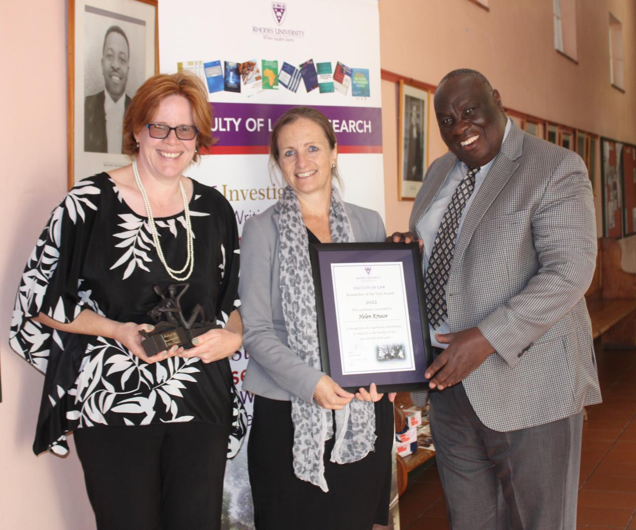 From left to right: Professor Helena van Coller (Deputy Dean), Associate Professor Helen Kruuse & Professor Laurence Juma, (Dean).