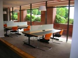 PG Commons study tables with power outlets