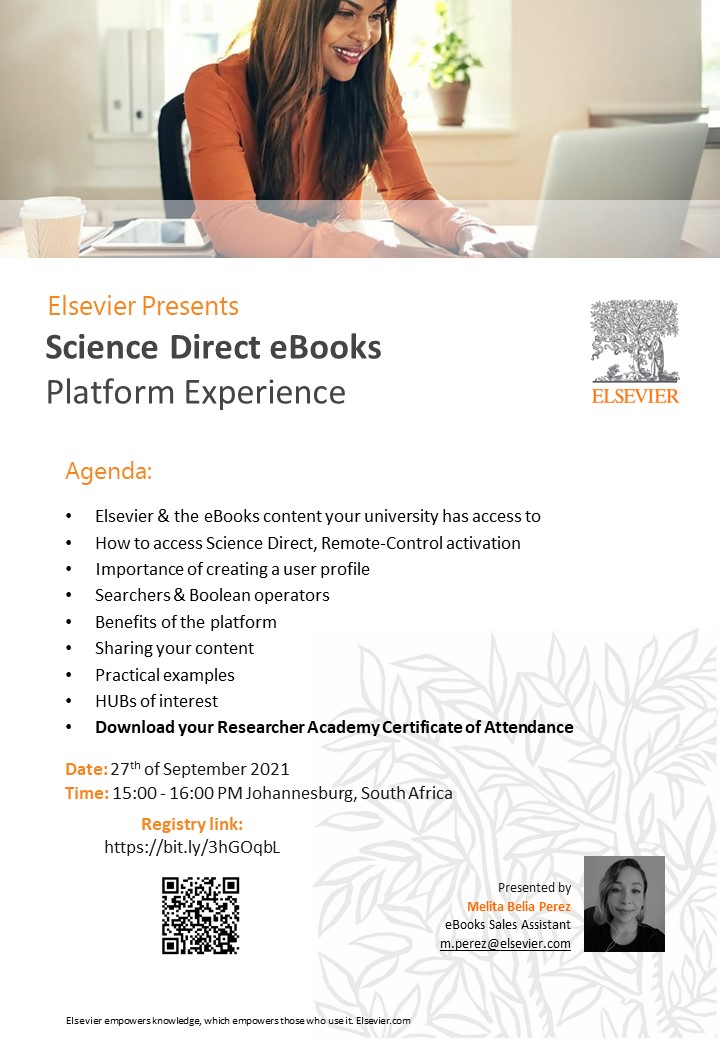 ScienceDirect eBook Platform Experience Training Invitation Poster