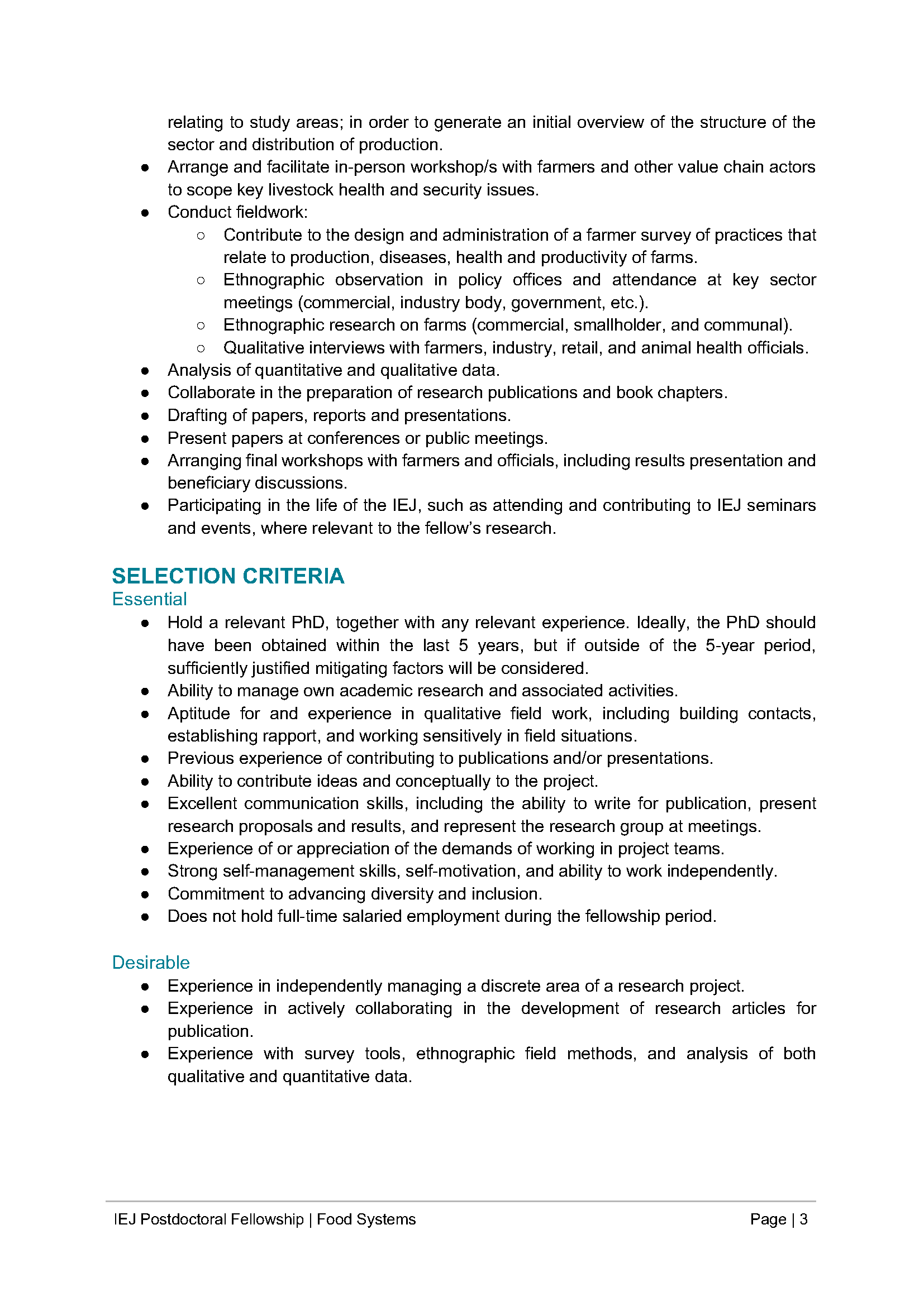 IEJ Postdoctoral Research Fellowship Position