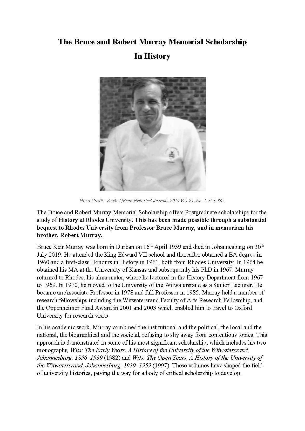 Murray Scholarship for 2026