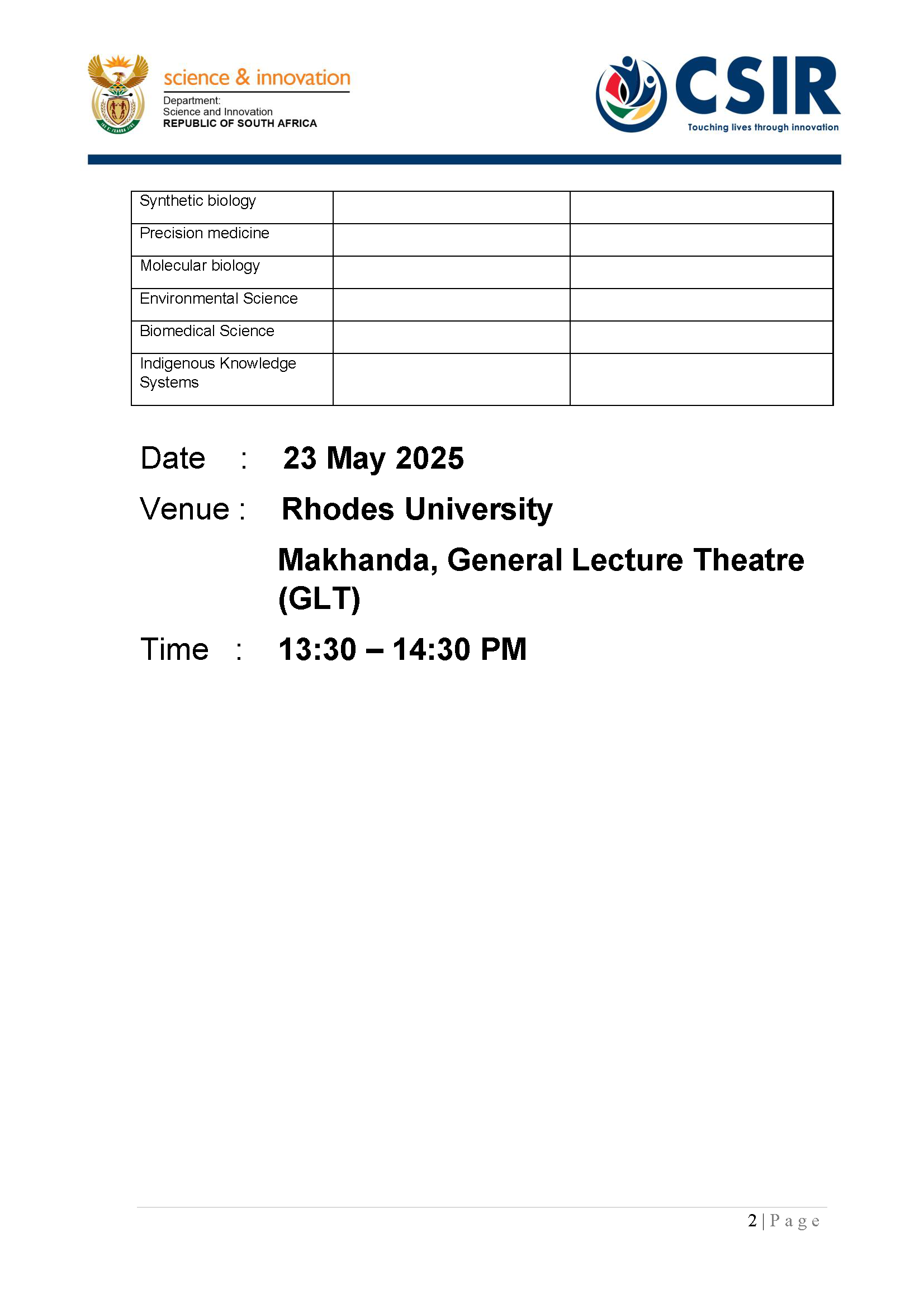 CSIR Information Session