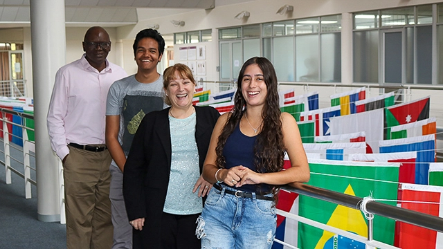 [L-R] Professor Makaiko Chithambo, Matheus Cavalcanti, Orla Quinlan, and Isabela Ferreira