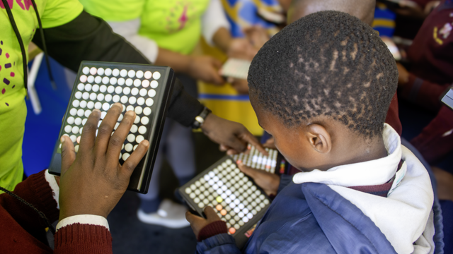 Learners from Makhanda schools receive interactive lessons through the Curiosity Cube. [Pic by Nicole Palmer]