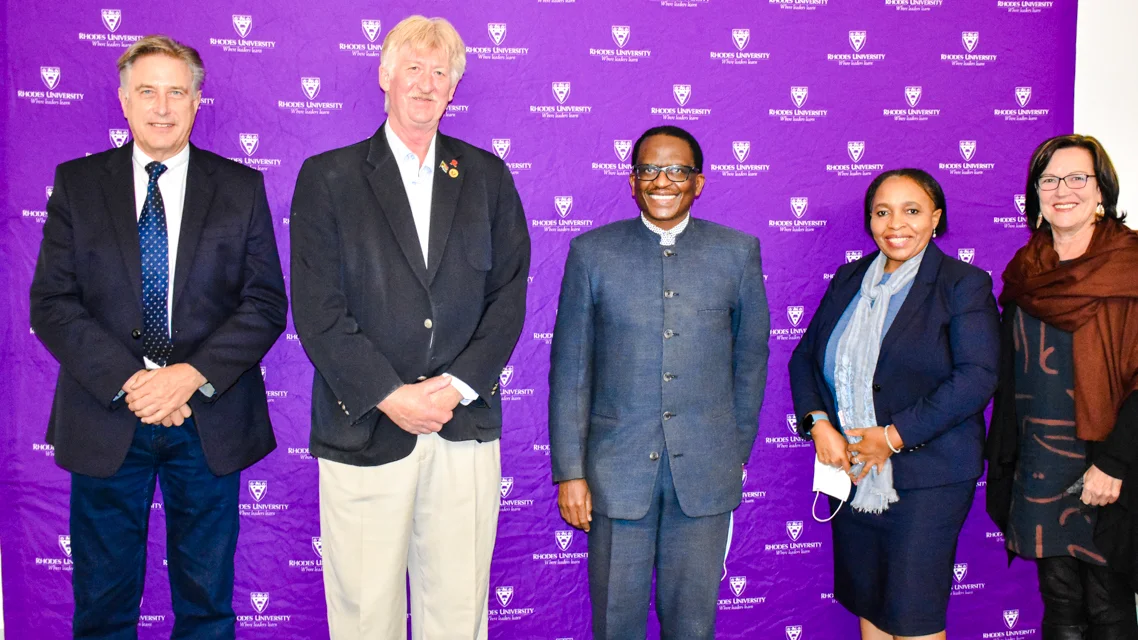 Rhodes University leadership: Deputy Vive-Chancellor: Prof Peter Clayton, VC's Distinguished Community Engagement Awardee: Prof Rod Walker, Vice-Chancellor: Prof Sizwe Mabizela, Deputy Vice-Chancellor for Academic and Student Affairs: Prof 'Mabokang Monnapula-Mapesela and Community Engagement Director: Di Horny. 