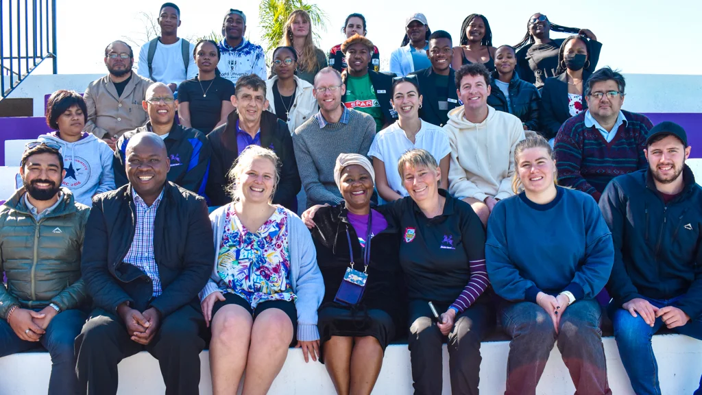 Rhodes University management together with students during the reopening of the pool. Photo cred: Denzel Nyathi.