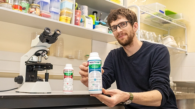 Dr Michael Jukes, one of the Rhodes University researchers behind MultiMax and CodlMax, in a laboratory at the Centre for Biological Control  