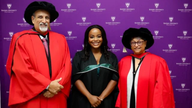 Professors Salim and Quarraisha Abdool Karim pictured with Gabriella Solomons