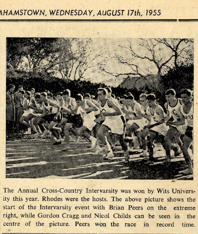From The Rhodeo archives (17 August 1955): Dr Cragg as a student competing in the 5th annual intervarsity cross-country championships. He finished 6th in a field of 42, helping Rhodes University secure second place out of seven university teams.
