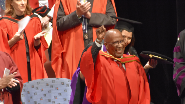 Rhodes University confers an honorary Doctor of Laws (LLD) on Dr Andrew Mlangeni in April 2018.