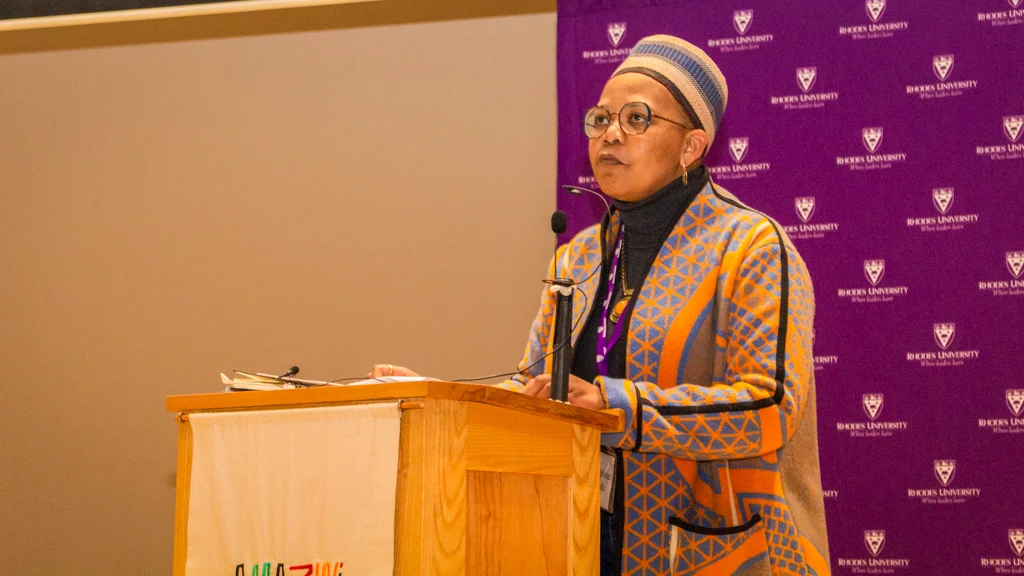 Political and International Studies Head of Department, Dr Siphokazi Magadla, during the colloquium. 
Photo cred: Vusumzi Fraser Tshekema. 