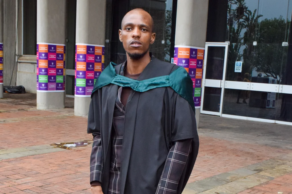 Mbulelo Jokazi, who recently graduated with a Master of Science degree at the Rhodes University October graduation ceremonies. 