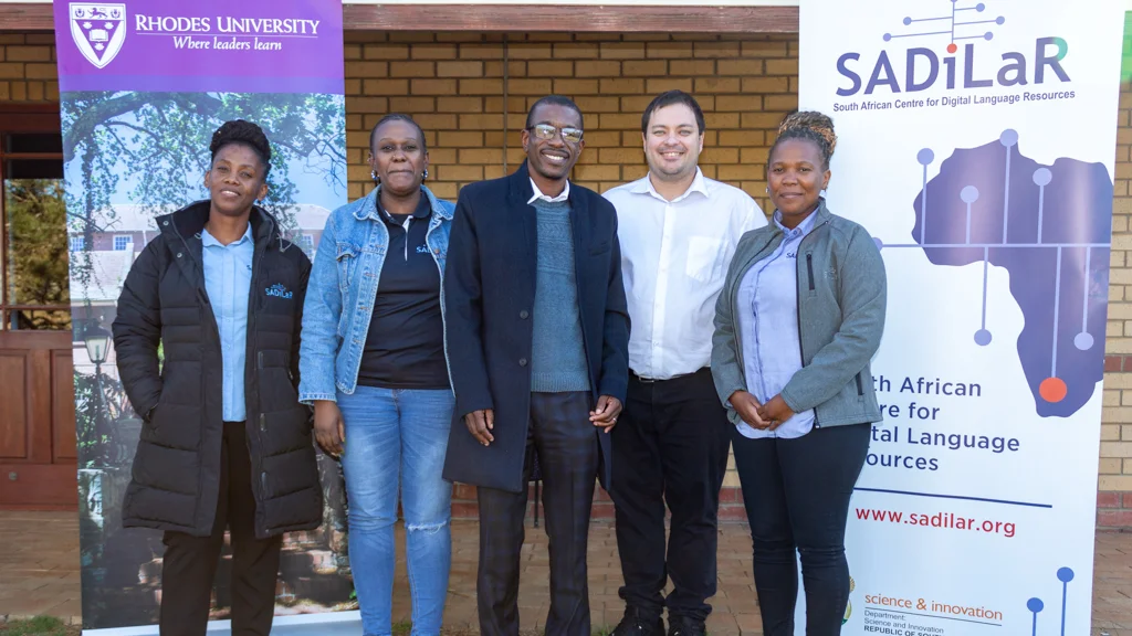  Language Audit organising team. From left to right: Lebogang Boemo, Andiswa Bukula, Professor Dion Nkomo, Juan Steyn and Rooweither Mabuya. Photo cred: Vusumzi Tshekema.