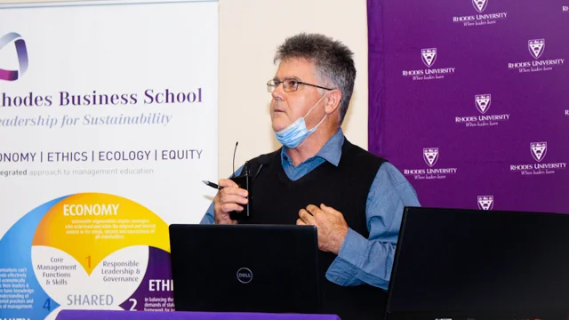 Rhodes Business School, Director Professor Owen Skae giving a speech during the ETEP launch. 
Picture credit: Vusumzi Tshekema. 