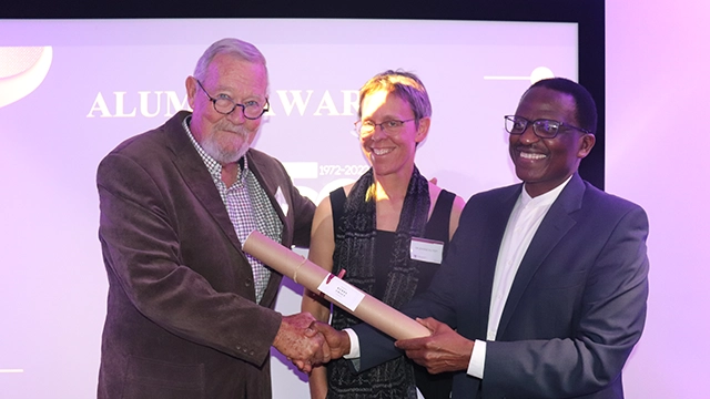 Mr Swift received a special Alumni Award during the School of Journalism and Media Studies' 50th anniversary in 2022