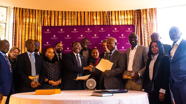 The Liberian delegation with Rhodes University stakeholders - just after the agreements were signed [CREDIT: Gavin Gaka]