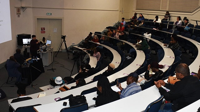 Attendees gather to hear about the connection between masculinities and violence
[PIC: Ephreeda Banda]