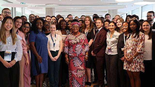 Moot competition participants photographed with the Director General of the World Trade Organisation, Dr Ngozi Okonjo-Iweala.