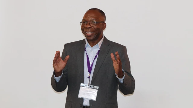 Deputy Dean of Research, Faculty of Humanities, Professor Patrice Mwepu during the Symposium. 

