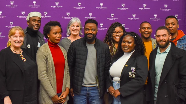 A group photo of the panellists of the postgrad event