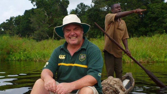 Distinguished Professor Martin Hill in the Republic of Congo during a water hyacinth biological control project