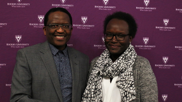 Vice-Chancellor, Dr Sizwe Mabizela with Associate Professor in the Department of Information Systems, Prof Caroline Khene