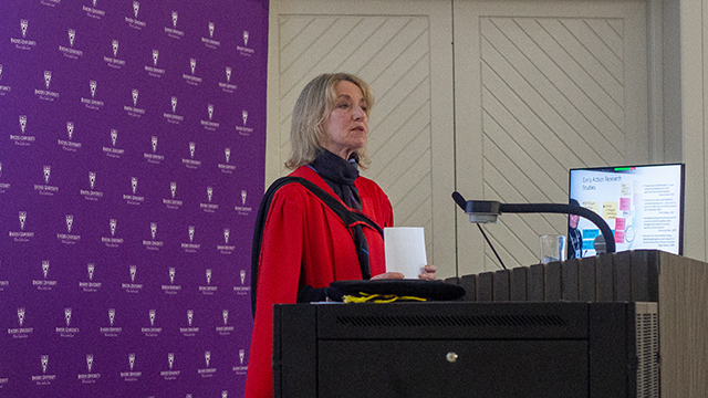 Professor Eureta Rosenberg delivering her inaugural lecture [PIC: Siqhamo Jama]
